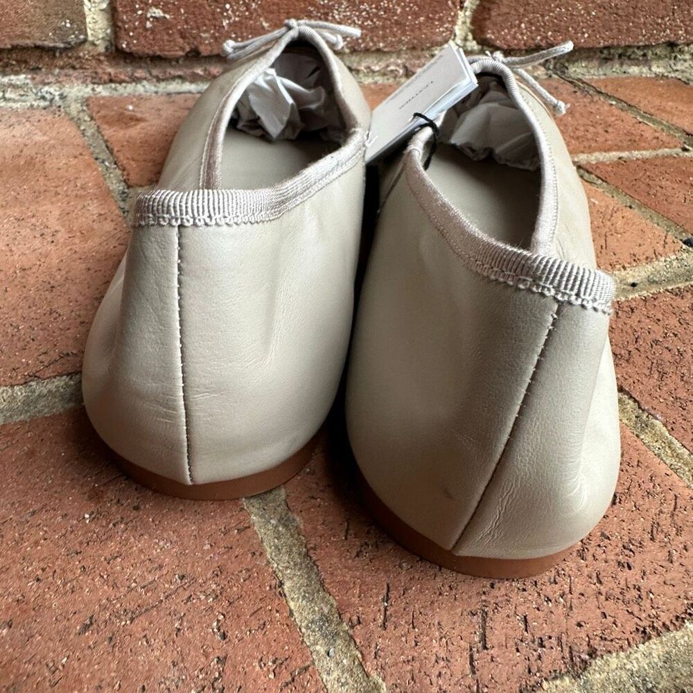 Mango MNG Leather Ballet Flats Bow Detail Beige Womens EU 41 Mango NEW - Picture 9 of 12